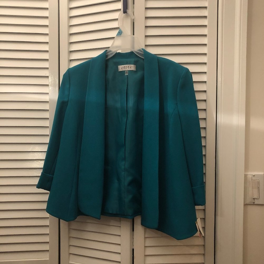 Kasper Teal jacket,folded cuffs, new with tags, 14
